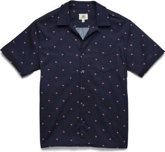 Surfside Supply Co. Mariner Camp Collar Shirt in Palm Navy at Nordstrom, Size Xx-Large