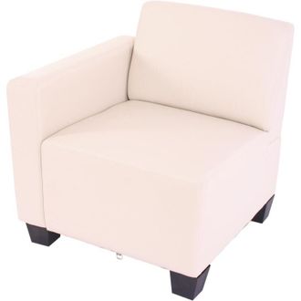 Hhg Hhg - Panel Lateral Modular Izquierdo, Sill&oacute;n Con Reposabrazos Lyon, Polipiel, Crema