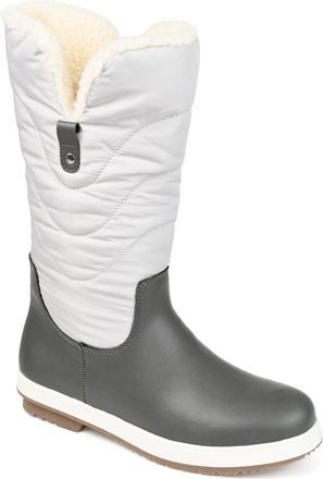 Journee Collection Womens Journee Collection Pippah White Gray Mid Calf Snow Boots GAL1195
