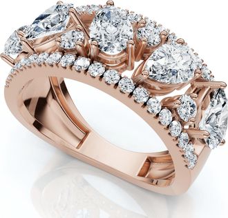 Pompeii3 1 1/2Ct Multi-Shape Cluster Diamond Anniversary Ring 14k Gold Lab Grown