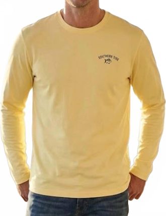Southern Tide Sharks And Skipjacks Performance Long Sleeve Tee In Golden Haze Yellow