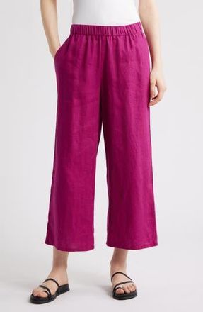Eileen Fisher Organic Linen Crop Wide Leg Pants in Sangria at Nordstrom Rack, Size Large P