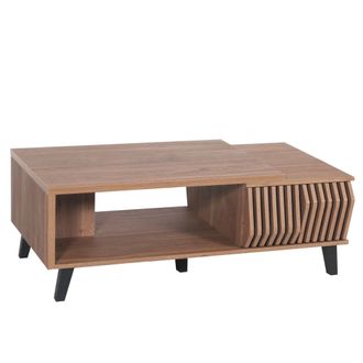Hhg Mesa De Centro Hhg 619, Mesa De Sal&oacute;n Mesa Auxiliar Mesa De Sof&aacute;, Dise&ntilde;o 3d Cajones 44x120x65cm, Marr&oacute;n