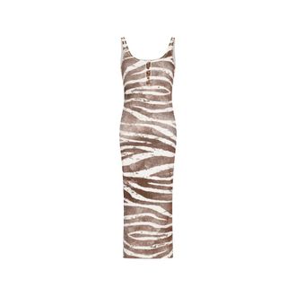 Blumarine Kleedjes, Dames, Bruin, S, Katoen, Abito Jer St Zebra
