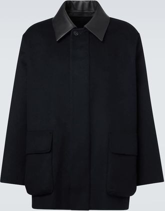 Auralee Giacca blouson in cashmere con pelle