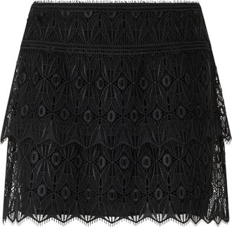 Alberta Ferretti Rok met kanten overlay - Dames - Korte rokken - Zwart - XS - Polyester - Rokken