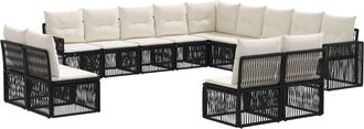 vidaXL Conjunto De Sof&aacute;s De Jard&iacute;n 13 Uds. Negro Y Blanco Crema Vidaxl