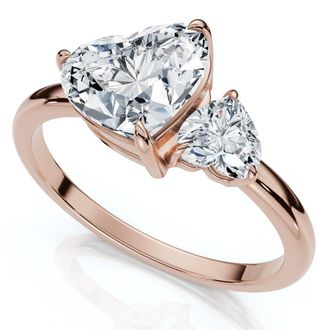 Pompeii3 1 1/2Ct Heart Cut Toi et Moi Diamond Ring 14k Gold or Pt Lab Grown