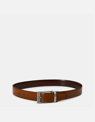 Ted Baker Mens Leather Pin Buckle Belt with Logo - Brown - Size: 40W