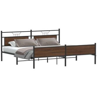 vidaXL Vidaxl - Estructura De Cama Sin Colch&oacute;n Metal Roble Marr&oacute;n 193x203 Cm