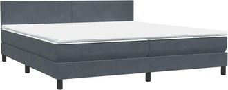 vidaXL Cama Box Spring Con Colch&oacute;n Terciopelo Gris Oscuro 180x210 Cm Vidaxl