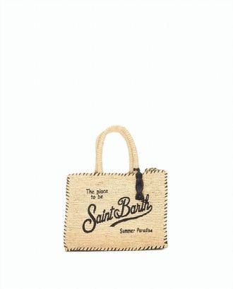 MC2 Saint Barth Rectangular Woven Tote Bag with Embroidered Detail