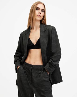 AllSaints Viscose Ella V-Neck Adjustable Bralette, Size: 14