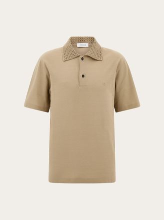 Ferragamo Uomo Polo con collo in maglia Beige