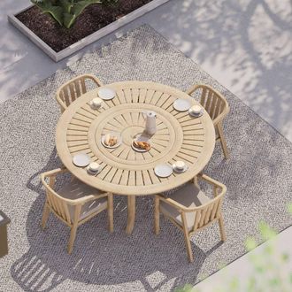 Royalcraft Maris 4-Seater Round with Riven chairs in Natural