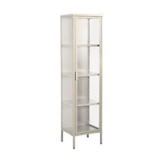 Sweeek Aparador de acero y vidrio templado con 1 puerta, 160cm, beige