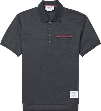 Thom Browne Rwb Pocket Trim Piqué Polo - men - Cotton - 3 - Grey