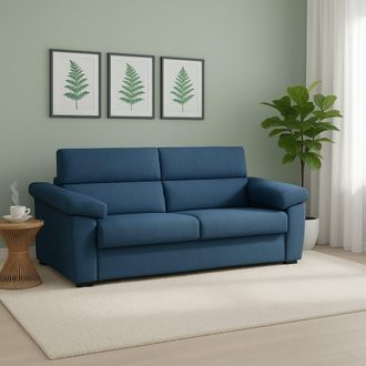 Dmora Sof&aacute; Cama 2 Plazas Quintiliana, Sof&aacute; Convertible Para Sal&oacute;n, Acolchado, Desenfundable, Calidad 100% Made In Italy, 205x95 H100 Cm, Azul - Dmora