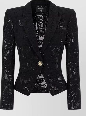 Balmain lace blazer fitted silhouette textured fabric