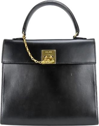 Celine Pre-owned Handbags, female, Black, Size: ONE SIZE Pre-owned Leather Chain Handbag