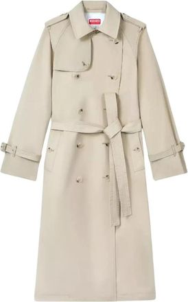 Kenzo Beige Trenchcoat met Epauletten - Dames - Trenchcoats - Beige - S - Katoen - Jassen