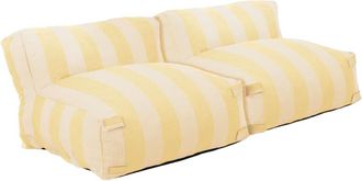 Oviala Conjunto modular de jard&iacute;n con 2 sillones a rayas en amarillo claro