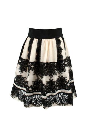 Alberta Ferretti White and Black Wool Skirt Size S