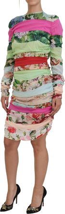 Dolce & Gabbana Womens Multicolor Silk Floral Bodycon Sheath Dress