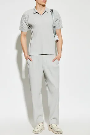 Homme Pliss&eacute; Issey Miyake Pleated Polo, Mens, Grey
