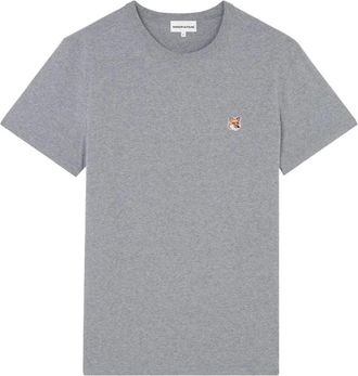 Maison Kitsuné Tops, Heren, Grijs, L, Katoen, Casual Katoenen T-shirt voor Mannen
