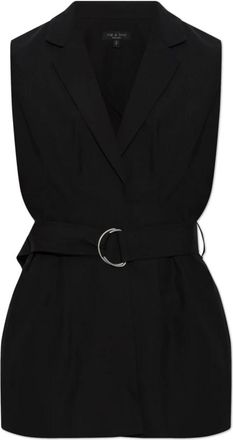Rag & Bone Jassen, Dames, Zwart, XS, Katoen, Mandi Gilet met Riem