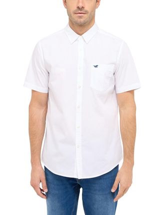 Mustang Kurzarmhemd MUSTANG Style Gilroy, Herren, Gr. XXL, N-Gr, weiss (general wei&szlig;), Obermaterial: 100% Baumwolle, bestickt, unifarben, regular fit h&uuml;ftbede