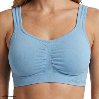 Lands End Bralette Soft Fit Seamless in Soft Blue at Nordstrom, Size Medium