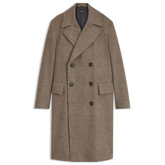 BOSS Regular-fit coat in a checked virgin-wool blend