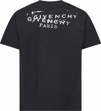 Givenchy Mens Black Stamp Print T-Shirt Cotton T-Shirts And Polos