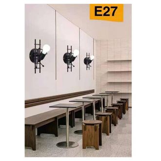 Trade Shop Trade Shop Traesio - Trade Shop - Applique Da Parete Decorativo Forma Omino Sulla Scala In Metallo Attacco E27 Aq49 - Negro