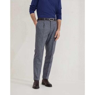 Brunello Cucinelli Mens Navy Wool Pleated Trousers, Size 52