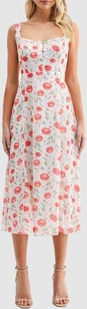 Lush Chiffon Midi Dress in Ivory Red Floral at Nordstrom Rack, Size X-Small