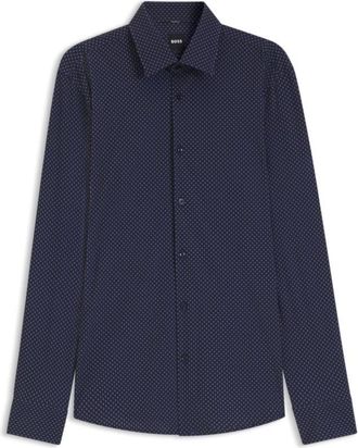 BOSS Slim-fit shirt in printed performance stretch fabric
