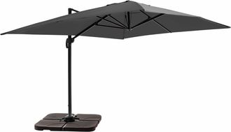 Oviala Parasol 4x3m 360&deg; incl. + 4 losetas para llenar, gris