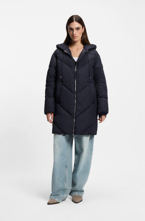 Boss Orange by Hugo Boss Steppmantel BOSS ORANGE Piapolly Premium Damenmode, Damen, Gr. 36, blau (dunkelblau 408), Web, Obermaterial: 100% Polyamid, unifarben, gerade ca. Mitt