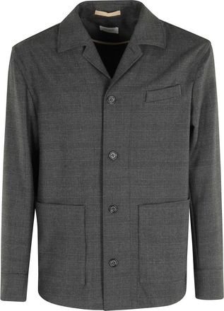 Paolo Pecora Glencheck Overshirt - Heren - Zomerjassen - Grijs - S - Wol - Jassen