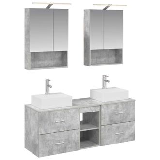 vidaXL Juego De Muebles De Ba&ntilde;o 5 Pcs Gris Hormig&oacute;n Vidaxl