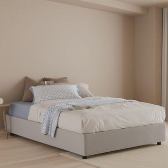 Dmora Dmora - Cama De Plaza Y Media Dmasin, Cama Contenedor Con Tapizado En Ecopiel, 100% Made In Italy, Apertura Frontal, Con Colch&oacute;n 120x200 Cm Incluido, 