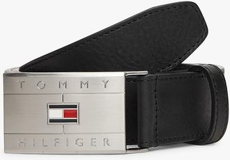 Tommy Hilfiger Mens Flag Buckle Plate Leather Belt - Black - 42
