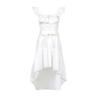 Aniye By Midi Jurk met Ruches - Dames - Zomerkleedjes - Wit - M - Katoen - Kleedjes