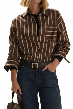 Favorite Daughter Beau Shirt In Ganache With White Stripe