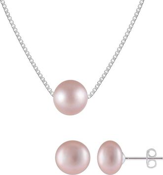 Splendid Pearls Silver 8-8.5Mm Pearl Earrings/Pendant