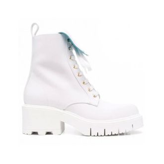 Chiara Ferragni Schoenen, Dames, Wit, 39 EU, Denim, Denim Lace-Up Enkellaarsjes