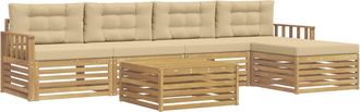 vidaXL Conjunto De Sof&aacute;s De Exterior 7 Uds. Y Beige Poli&eacute;ster Vidaxl